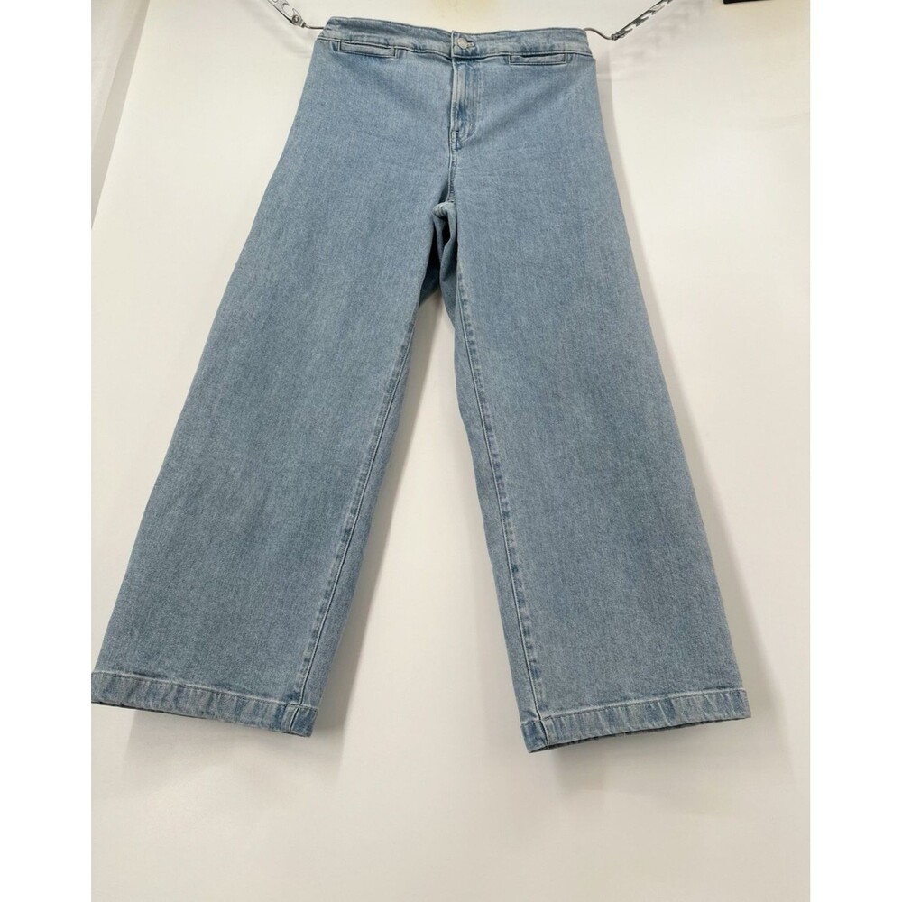 Madewell Emmett Wide-Leg Jeans Women 29 Blue Light Wash Ankle Crop Stretch Denim
